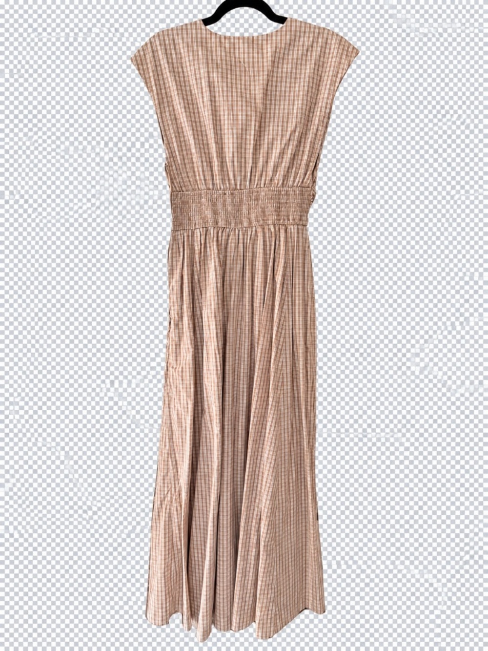 Abercrombie Tan Gingham Twist-Front Maxi Dress| S - Picture 6 of 7